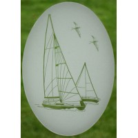 Sailboat Static Cling Window Decal OVAL 21x33 Nautical Decor for Glass Doors   152859855100